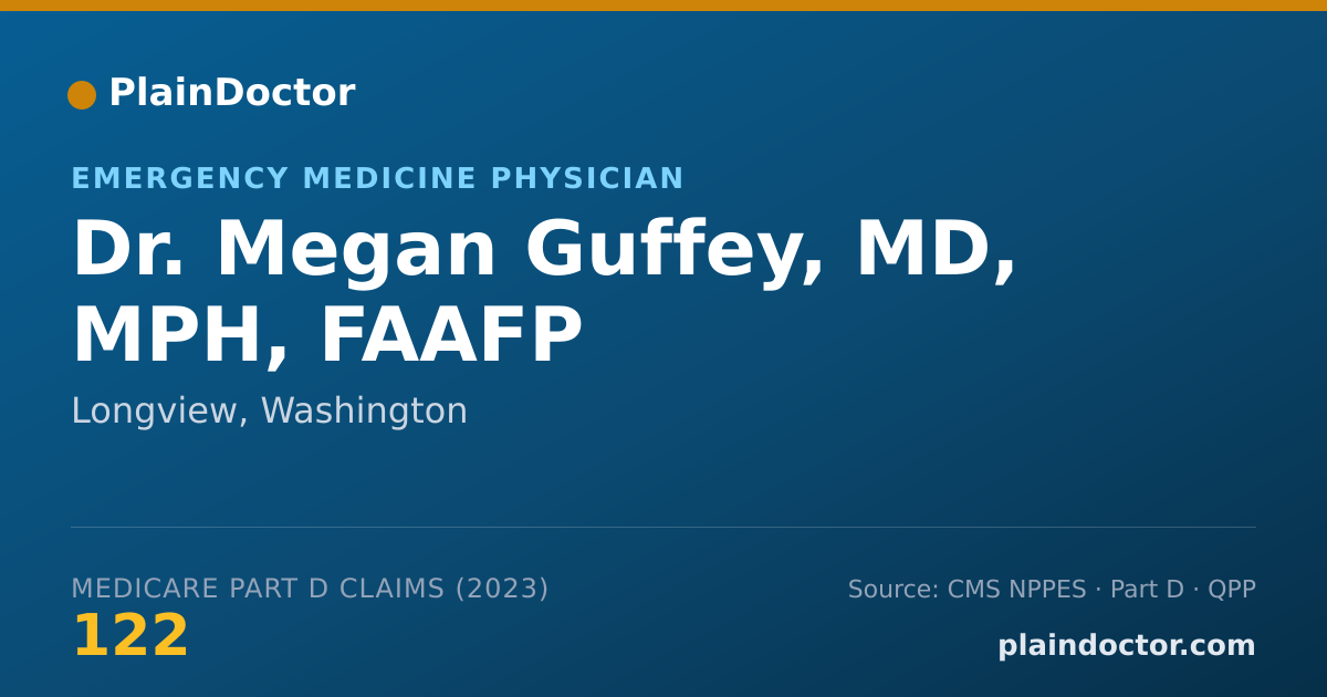 Shareable card for Megan Guffey, MD, MPH, FAAFP - Emergency Medicine Physician, Longview, WA
