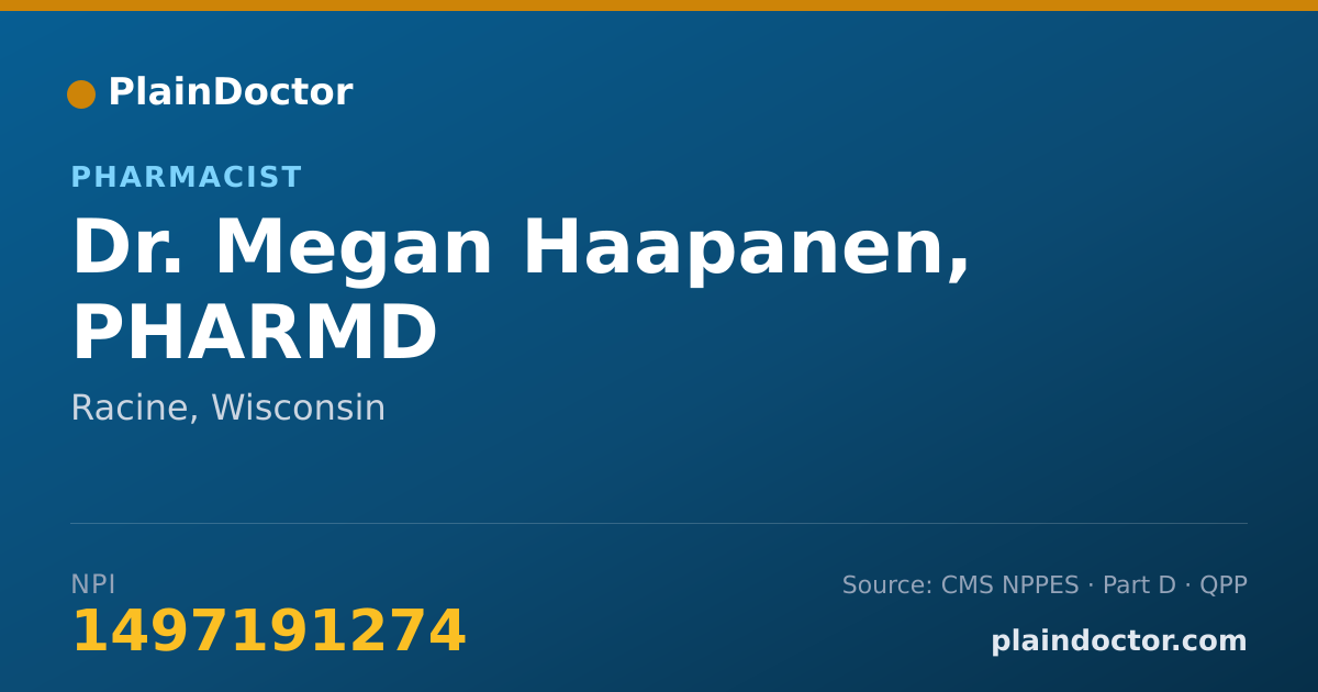 Shareable card for Megan Haapanen, PHARMD - Pharmacist, Racine, WI
