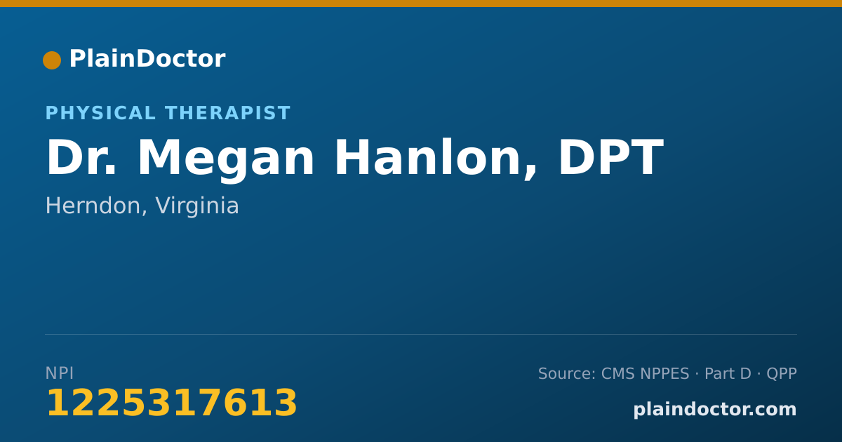 Shareable card for Megan Hanlon, DPT - Physical Therapist, Herndon, VA