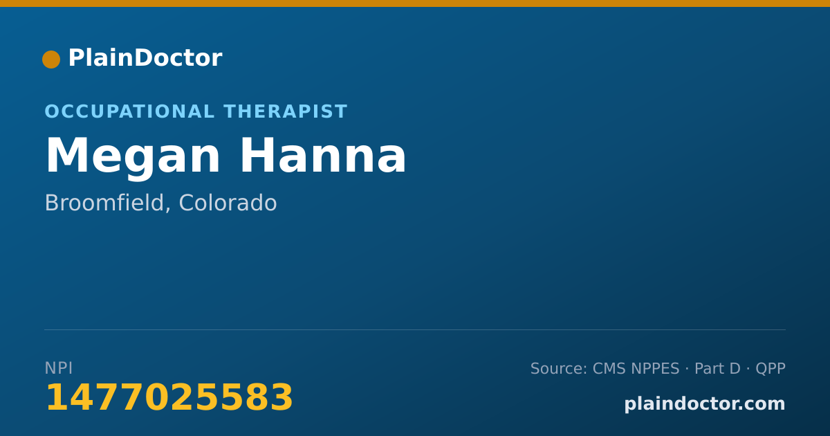 Shareable card for Megan Hanna - Occupational Therapist, Broomfield, CO