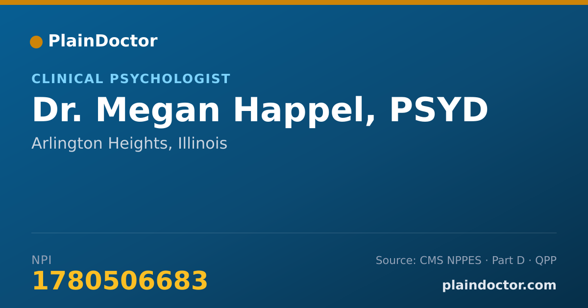 Shareable card for Megan Happel, PSYD - Clinical Psychologist, Arlington Heights, IL