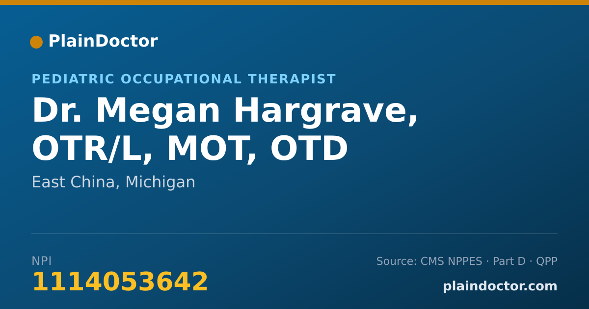 Shareable card for Megan Hargrave, OTR/L, MOT, OTD - Pediatric Occupational Therapist, East China, MI