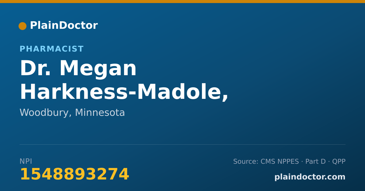 Shareable card for Megan Harkness-Madole, PHARMD - Pharmacist, Woodbury, MN