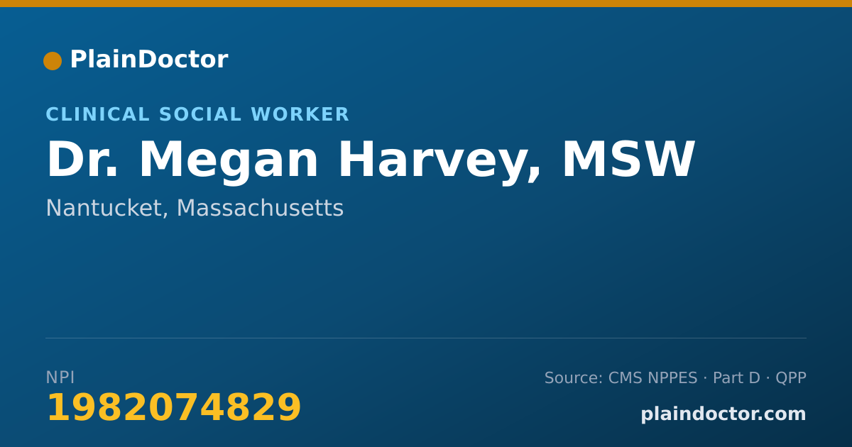 Shareable card for Megan Harvey, MSW - Clinical Social Worker, Nantucket, MA