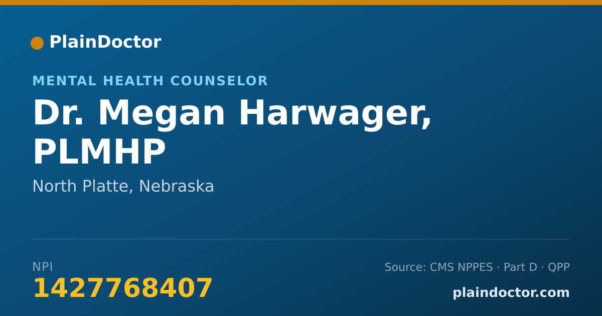 Shareable card for Megan Harwager, PLMHP - Mental Health Counselor, North Platte, NE