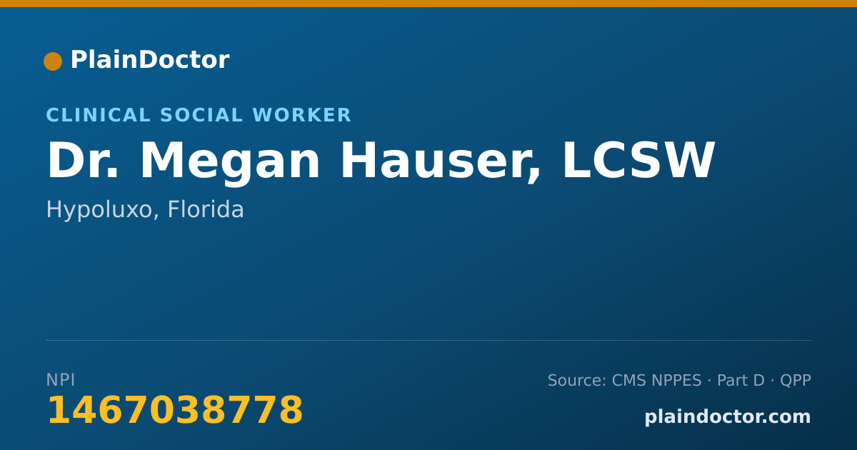 Shareable card for Megan Hauser, LCSW - Clinical Social Worker, Hypoluxo, FL
