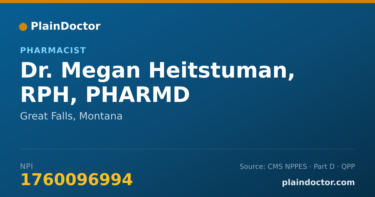 Shareable card for Megan Heitstuman, RPH, PHARMD - Pharmacist, Great Falls, MT
