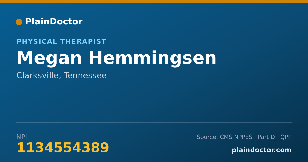 Shareable card for Megan Hemmingsen - Physical Therapist, Clarksville, TN