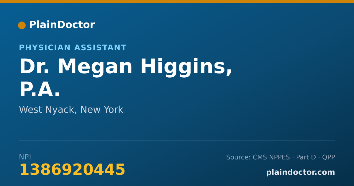 Shareable card for Megan Higgins, P.A. - Physician Assistant, West Nyack, NY