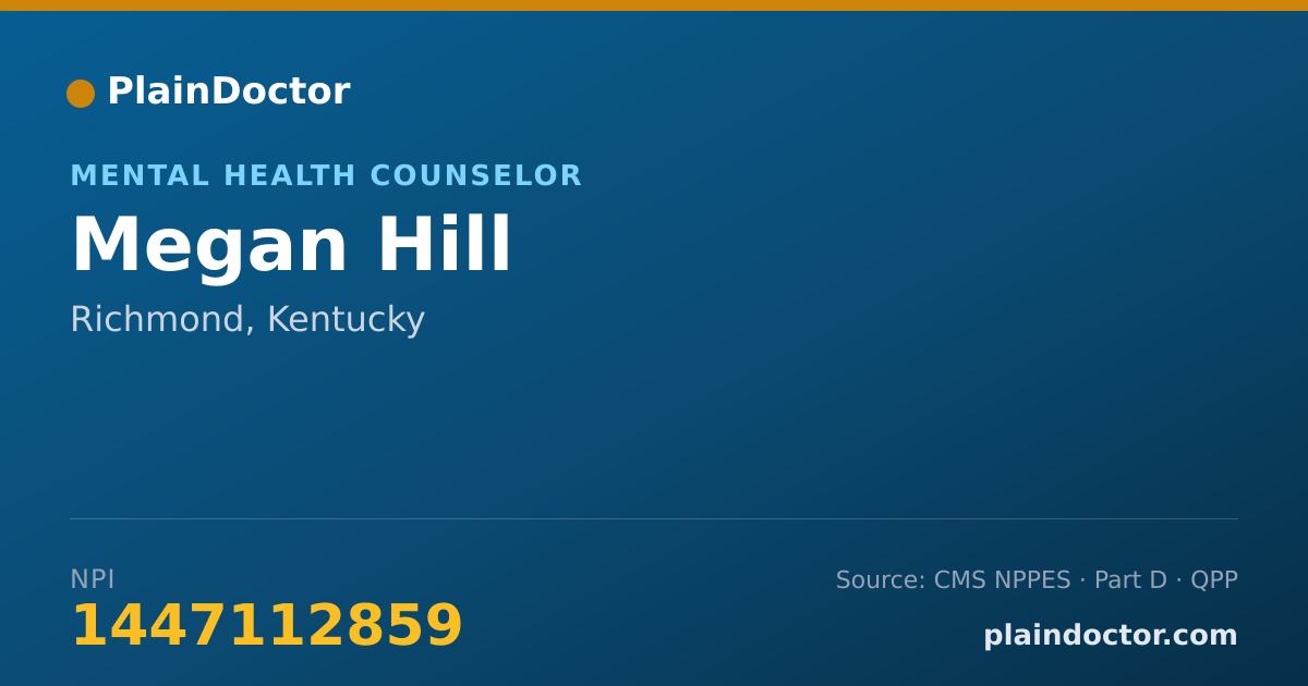 Shareable card for Megan Hill - Mental Health Counselor, Richmond, KY