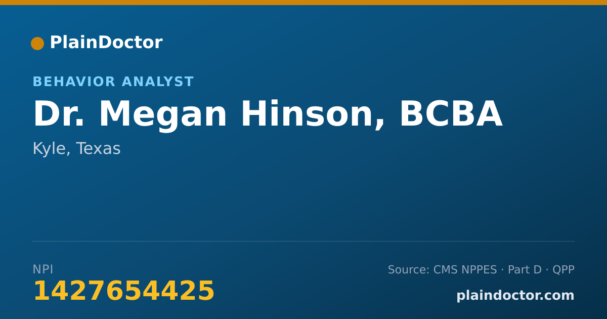 Shareable card for Megan Hinson, BCBA - Behavior Analyst, Kyle, TX