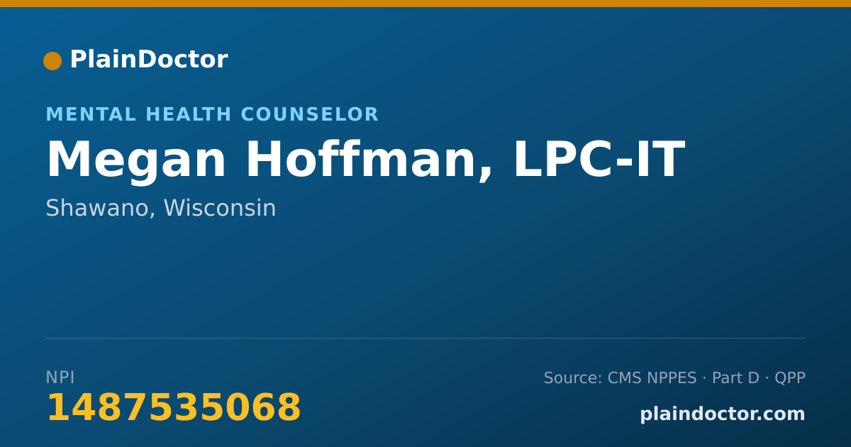 Shareable card for Megan Hoffman, LPC-IT - Mental Health Counselor, Shawano, WI