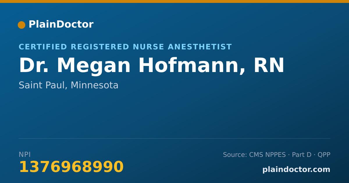 Shareable card for Megan Hofmann, RN - Certified Registered Nurse Anesthetist, Saint Paul, MN