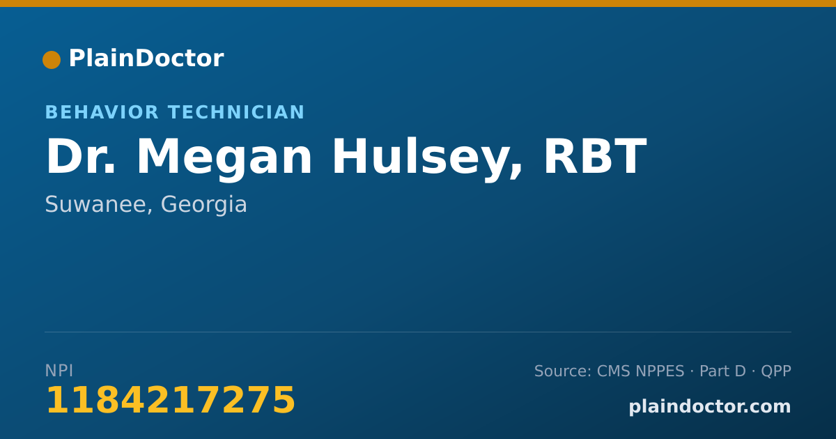 Shareable card for Megan Hulsey, RBT - Behavior Technician, Suwanee, GA