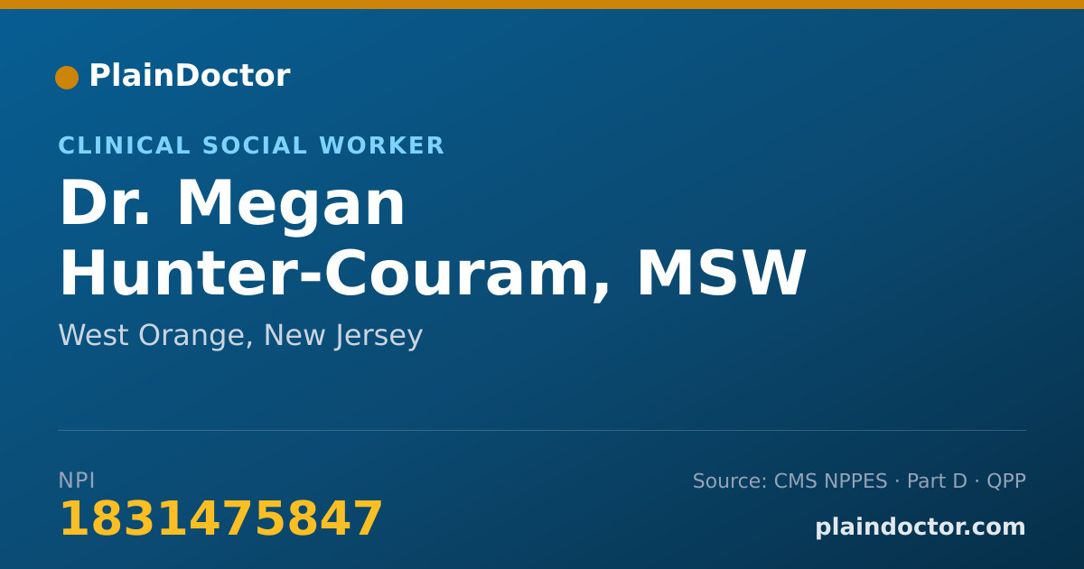 Shareable card for Megan Hunter-Couram, MSW - Clinical Social Worker, West Orange, NJ