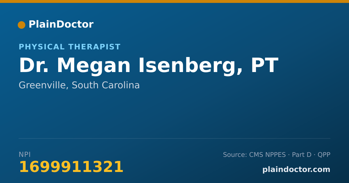 Shareable card for Megan Isenberg, PT - Physical Therapist, Greenville, SC