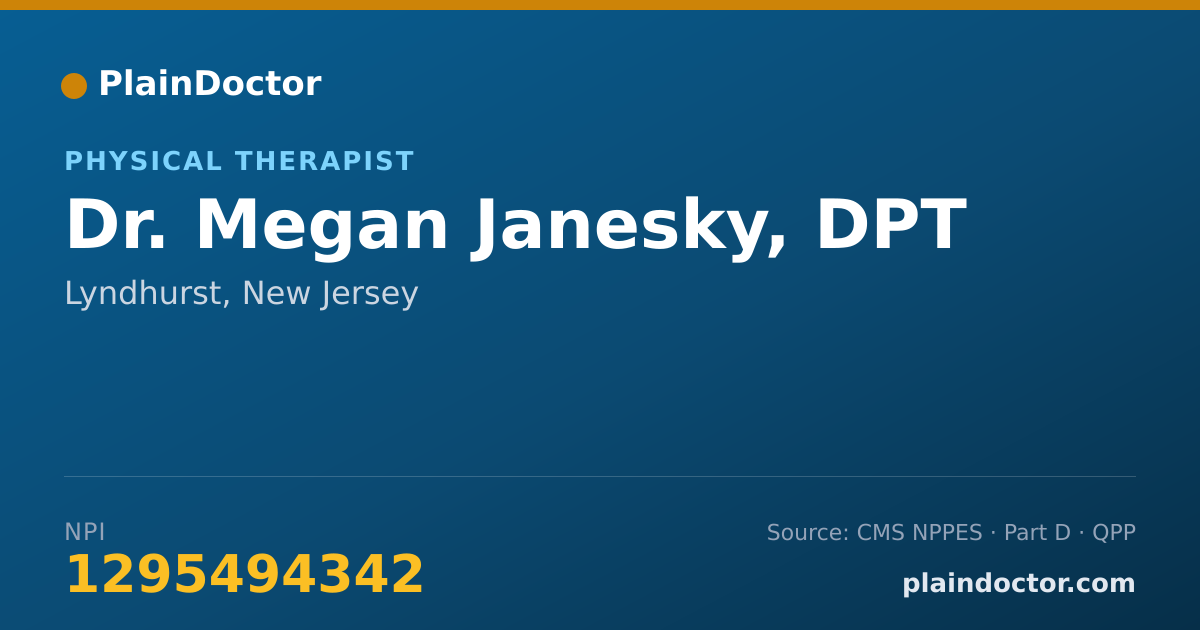 Shareable card for Megan Janesky, DPT - Physical Therapist, Lyndhurst, NJ