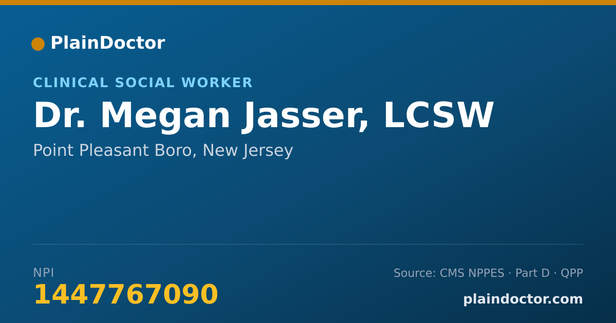 Shareable card for Megan Jasser, LCSW - Clinical Social Worker, Point Pleasant Boro, NJ