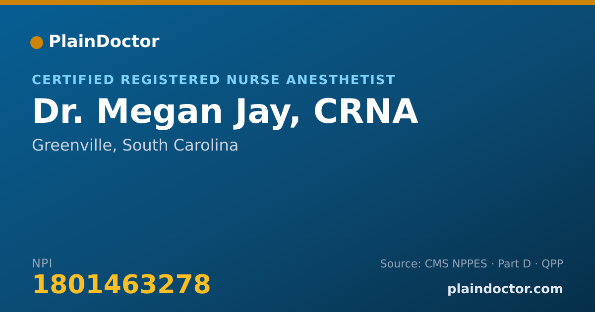 Shareable card for Megan Jay, CRNA - Certified Registered Nurse Anesthetist, Greenville, SC