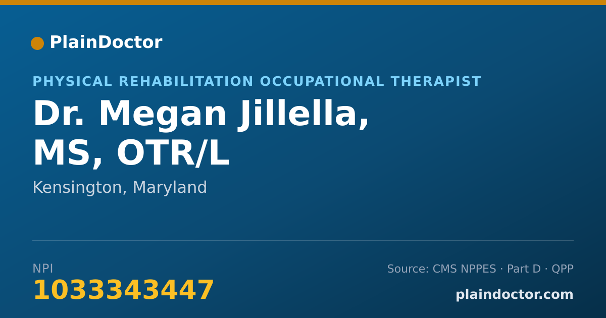 Shareable card for Megan Jillella, MS, OTR/L - Physical Rehabilitation Occupational Therapist, Kensington, MD