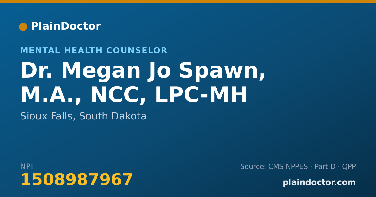 Shareable card for Megan Jo Spawn, M.A., NCC, LPC-MH - Mental Health Counselor, Sioux Falls, SD