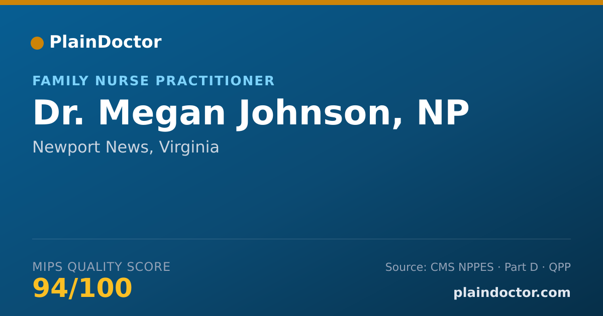 Shareable card for Megan Johnson, NP - Family Nurse Practitioner, Newport News, VA