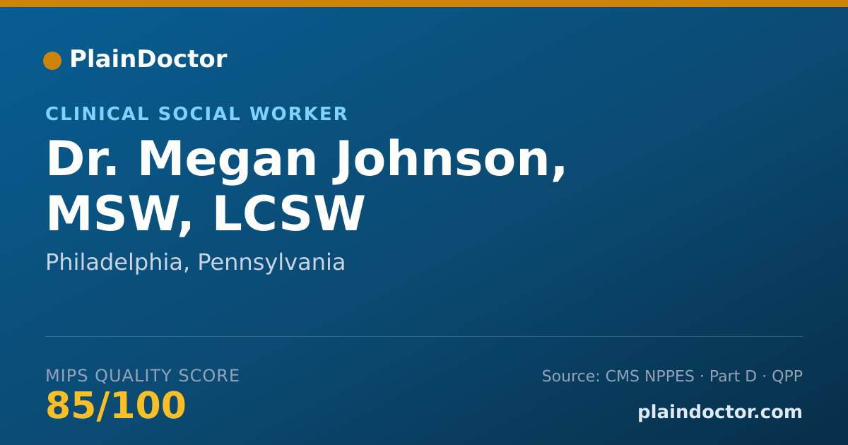 Shareable card for Megan Johnson, MSW, LCSW - Clinical Social Worker, Philadelphia, PA