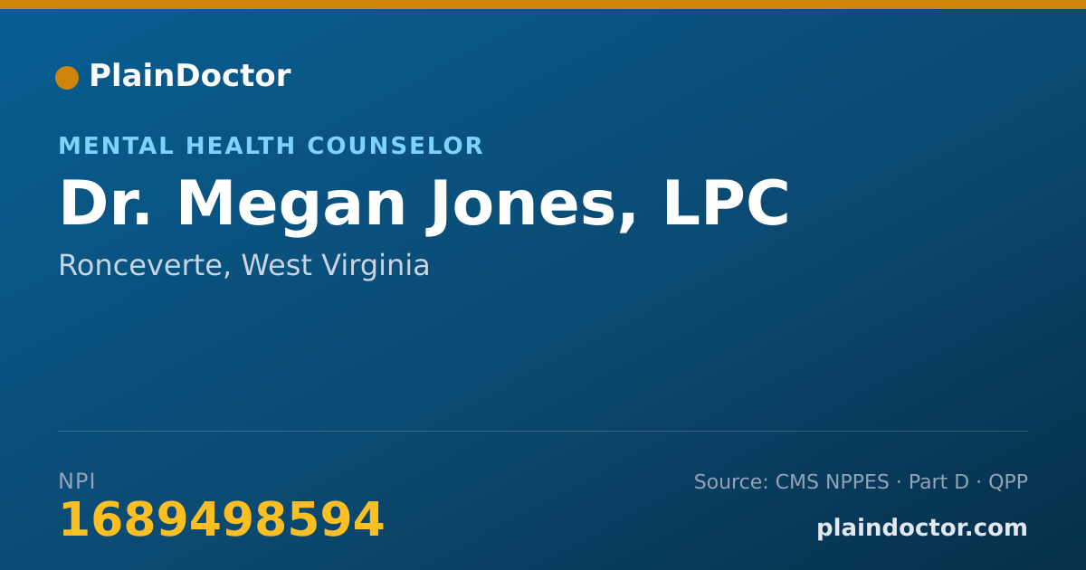 Shareable card for Megan Jones, LPC - Mental Health Counselor, Ronceverte, WV