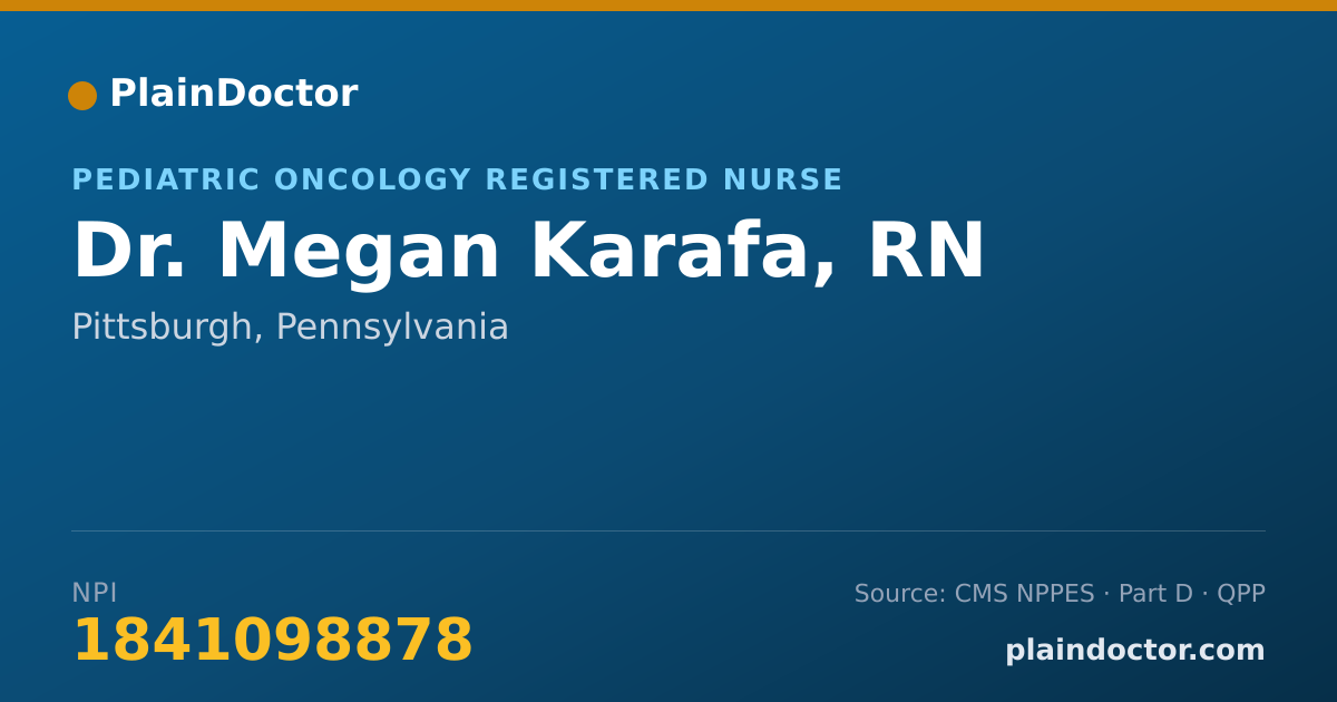 Shareable card for Megan Karafa, RN - Pediatric Oncology Registered Nurse, Pittsburgh, PA