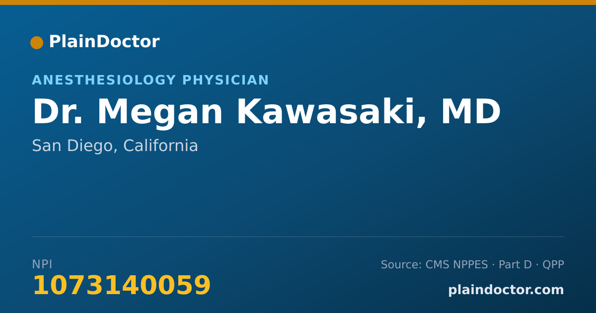 Shareable card for Megan Kawasaki, MD - Anesthesiology Physician, San Diego, CA