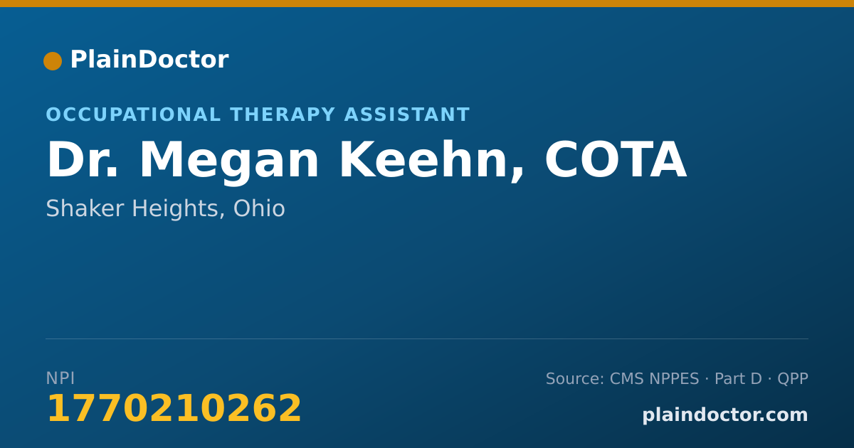 Shareable card for Megan Keehn, COTA - Occupational Therapy Assistant, Shaker Heights, OH