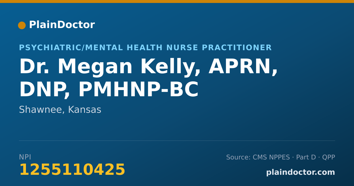 Shareable card for Megan Kelly, APRN, DNP, PMHNP-BC - Psychiatric/Mental Health Nurse Practitioner, Shawnee, KS