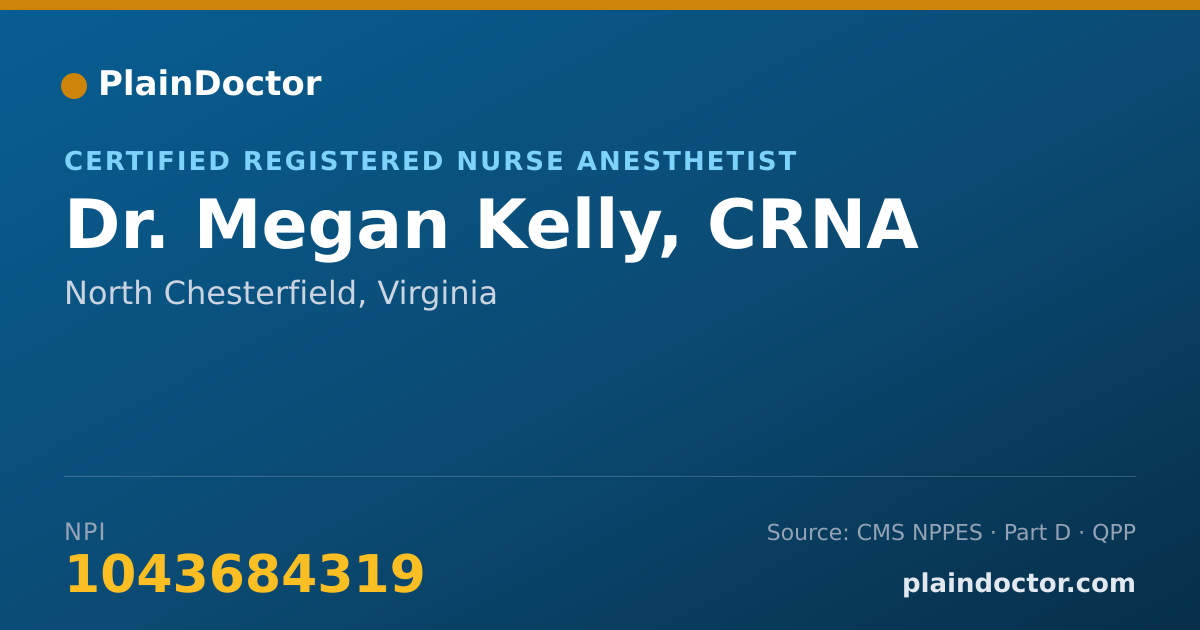 Shareable card for Megan Kelly, CRNA - Certified Registered Nurse Anesthetist, North Chesterfield, VA