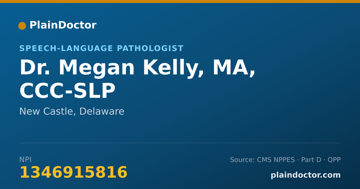 Shareable card for Megan Kelly, MA, CCC-SLP - Speech-Language Pathologist, New Castle, DE