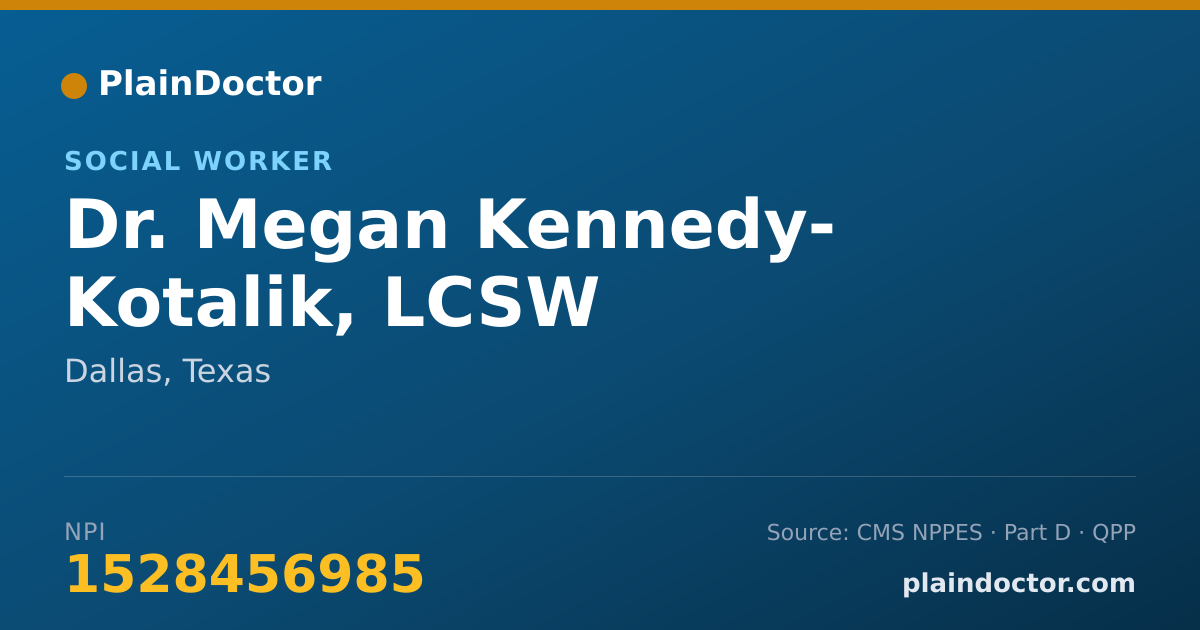 Shareable card for Megan Kennedy- Kotalik, LCSW - Social Worker, Dallas, TX