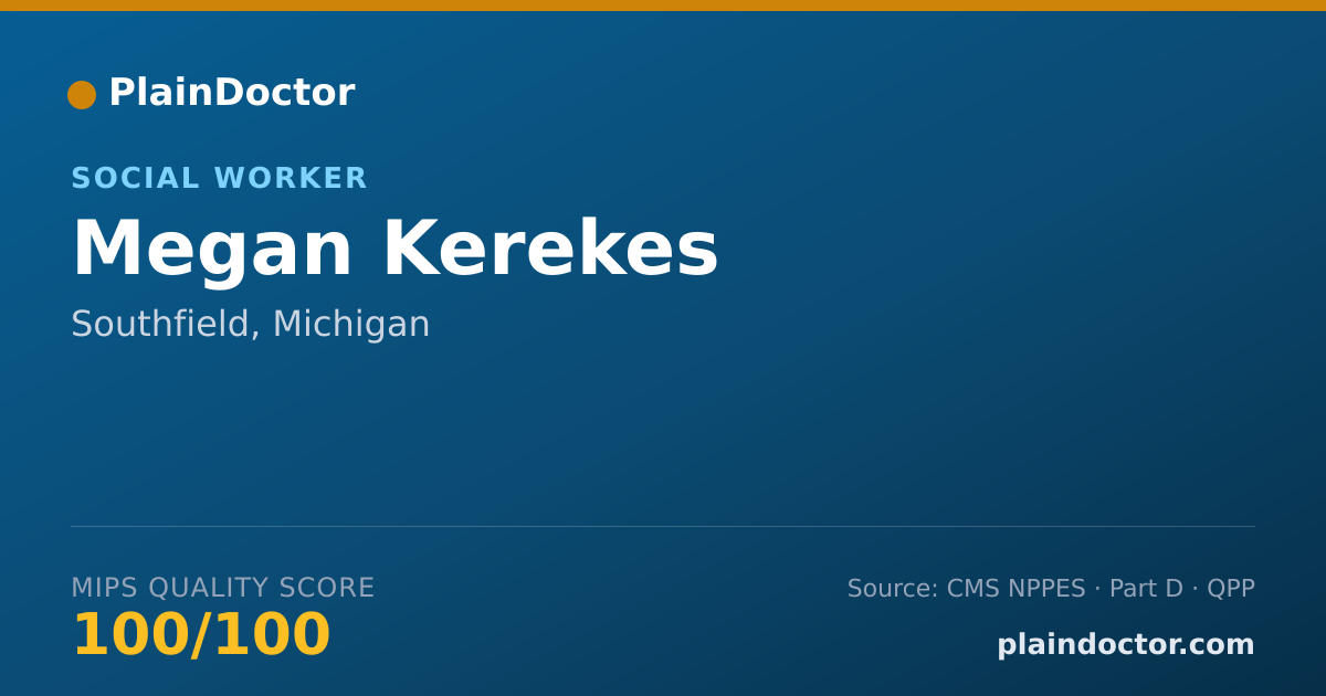 Shareable card for Megan Kerekes - Social Worker, Southfield, MI
