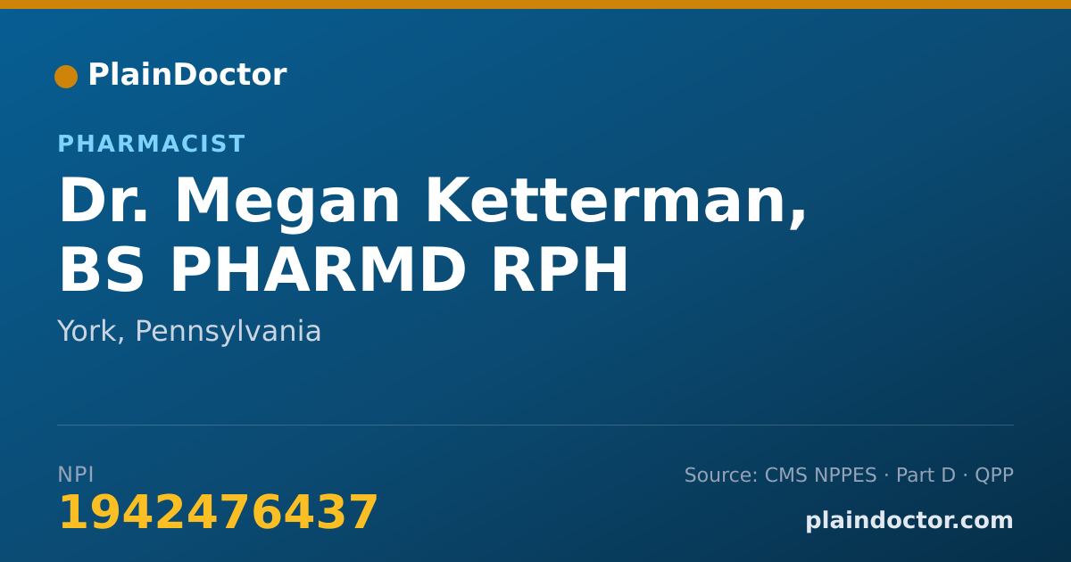 Shareable card for Megan Ketterman, BS PHARMD RPH - Pharmacist, York, PA