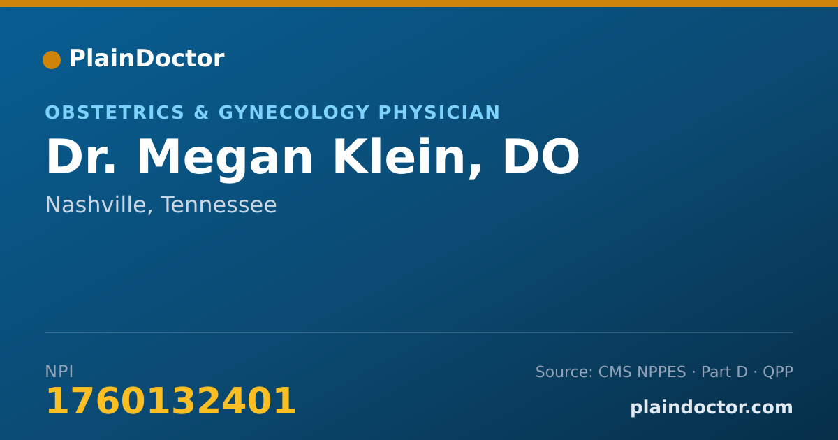 Shareable card for Megan Klein, DO - Obstetrics & Gynecology Physician, Nashville, TN