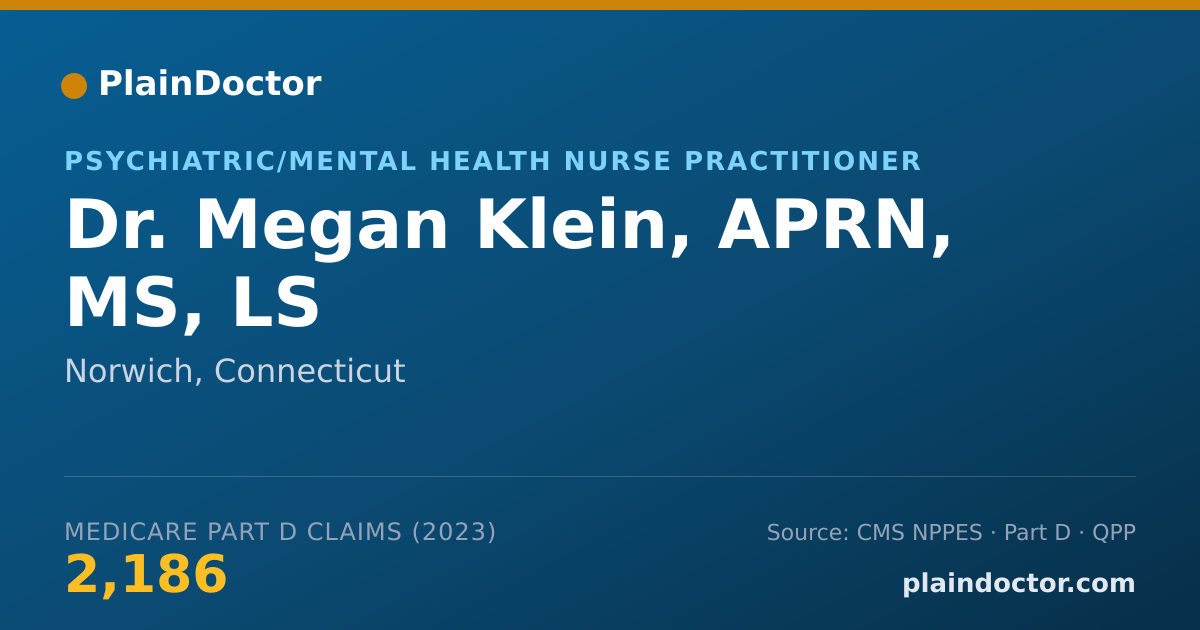 Shareable card for Megan Klein, APRN, MS, LS - Psychiatric/Mental Health Nurse Practitioner, Norwich, CT