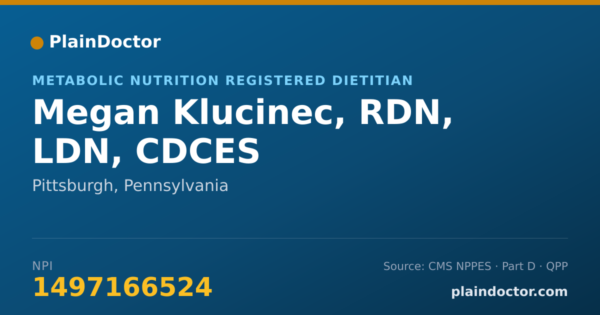 Shareable card for Megan Klucinec, RDN, LDN, CDCES - Metabolic Nutrition Registered Dietitian, Pittsburgh, PA