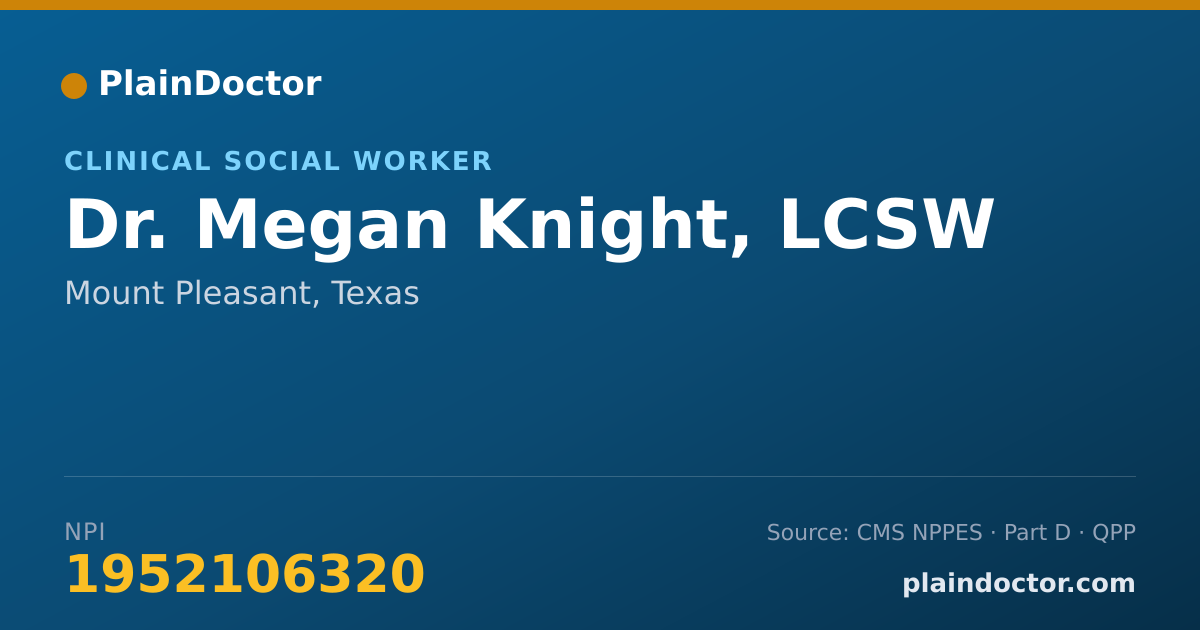 Shareable card for Megan Knight, LCSW - Clinical Social Worker, Mount Pleasant, TX