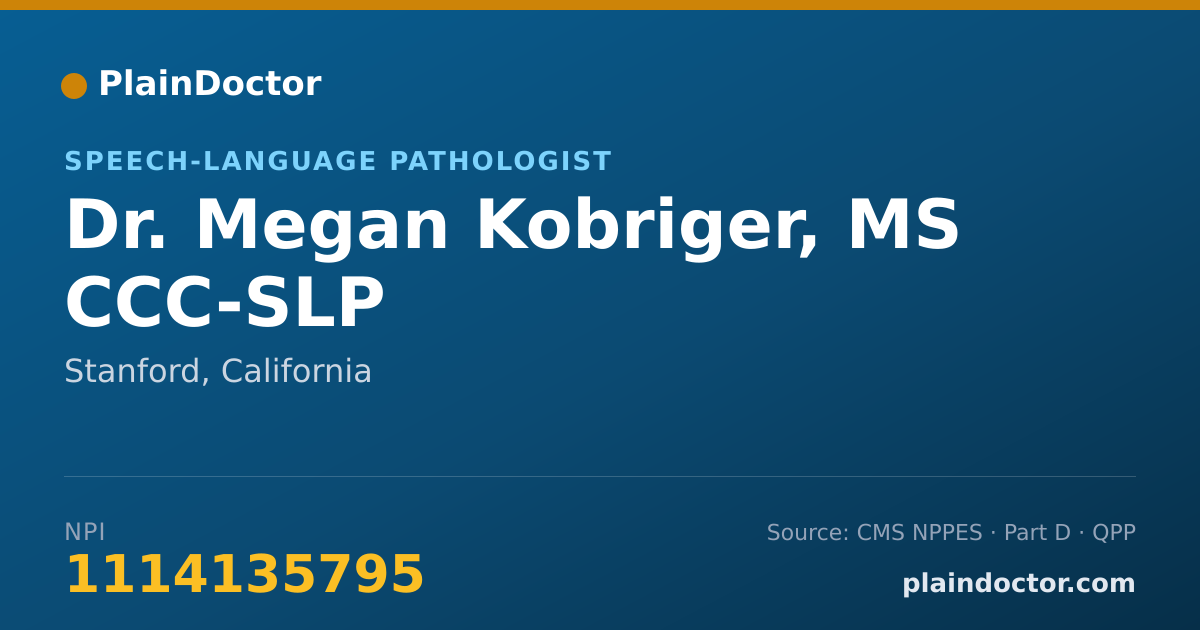 Shareable card for Megan Kobriger, MS CCC-SLP - Speech-Language Pathologist, Stanford, CA