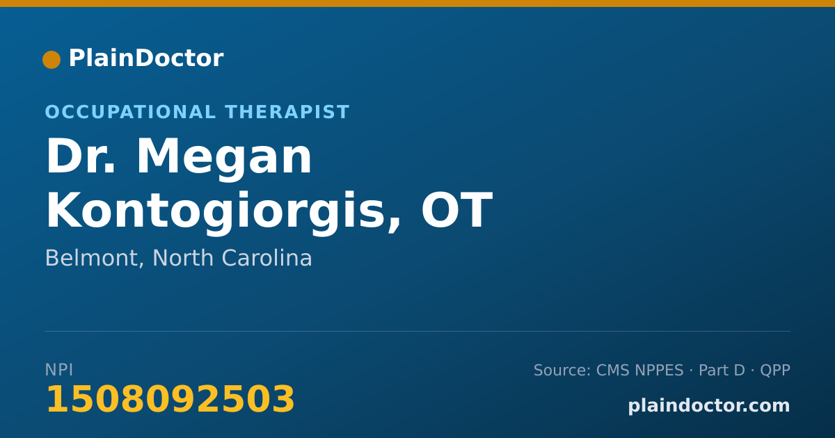 Shareable card for Megan Kontogiorgis, OT - Occupational Therapist, Belmont, NC