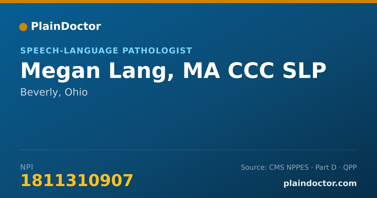 Shareable card for Megan Lang, MA CCC SLP - Speech-Language Pathologist, Beverly, OH