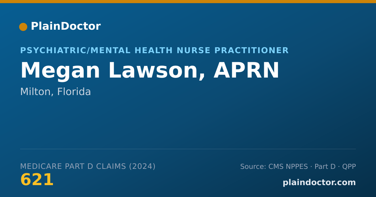 Shareable card for Megan Lawson, APRN - Psychiatric/Mental Health Nurse Practitioner, Milton, FL
