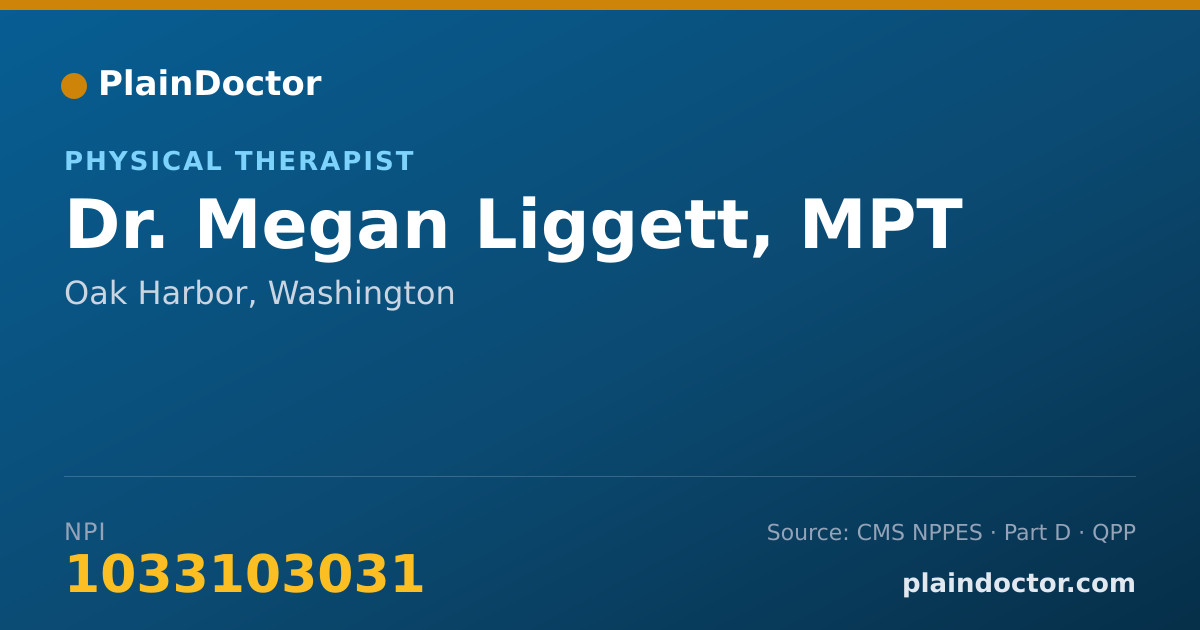 Shareable card for Megan Liggett, MPT - Physical Therapist, Oak Harbor, WA