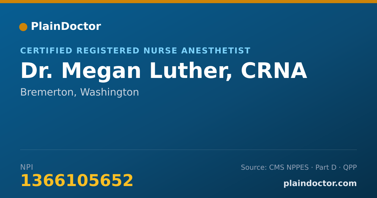 Shareable card for Megan Luther, CRNA - Certified Registered Nurse Anesthetist, Bremerton, WA