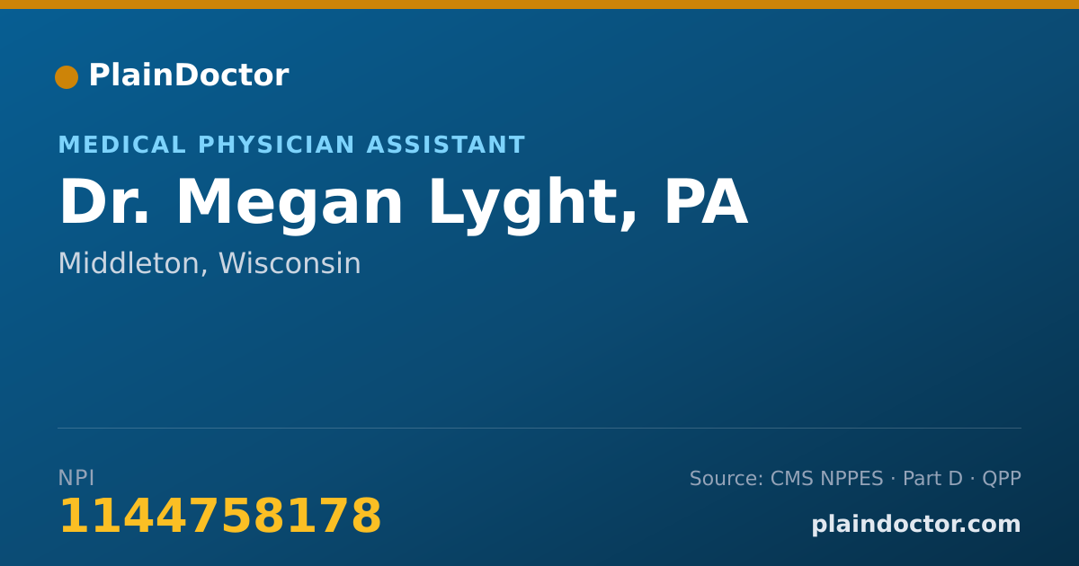 Shareable card for Megan Lyght, PA - Medical Physician Assistant, Middleton, WI