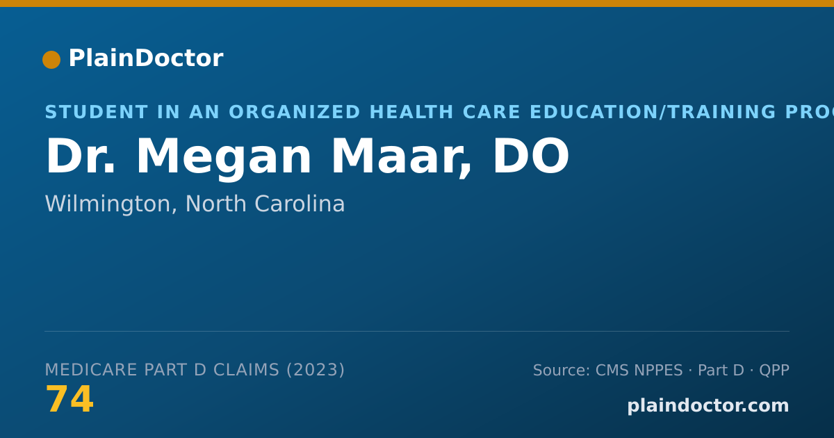 Shareable card for Megan Maar, DO - Student in an Organized Health Care Education/Training Program, Wilmington, NC