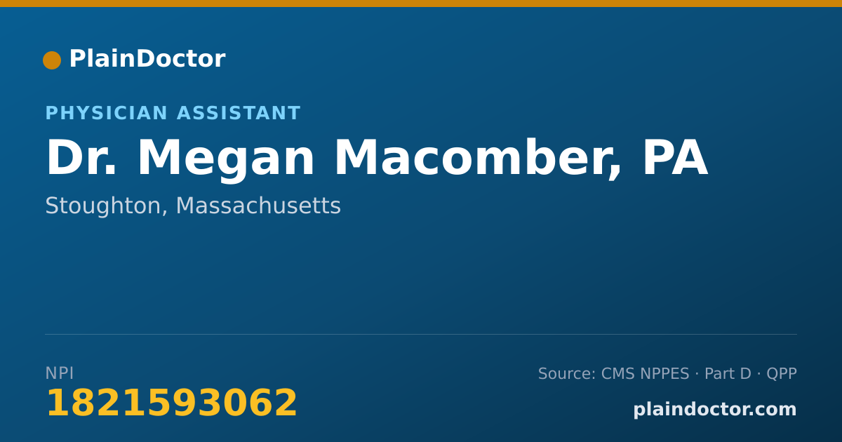 Shareable card for Megan Macomber, PA - Physician Assistant, Stoughton, MA
